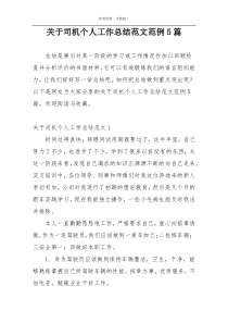 关于司机个人工作总结范文范例5篇