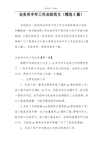 业务员半年工作总结范文（精选5篇）