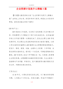 企业资源计划是什么精编3篇