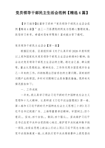 党员领导干部民主生活会范例【精选4篇】