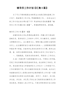 辅导员工作计划【汇集5篇】