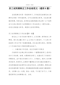 员工试用期转正工作总结范文（通用8篇）