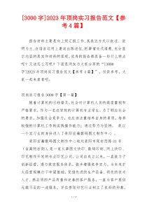 [3000字]2023年顶岗实习报告范文【参考4篇】