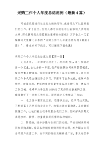 采购工作个人年度总结范例（最新4篇）