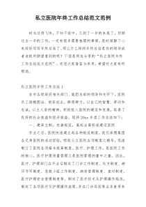 私立医院年终工作总结范文范例