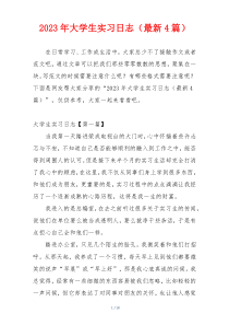 2023年大学生实习日志（最新4篇）