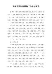 营销总监年度销售工作总结范文
