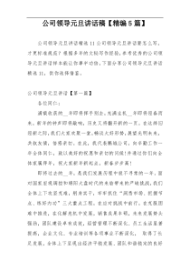 公司领导元旦讲话稿【精编5篇】