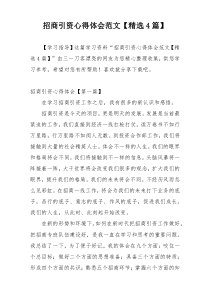 招商引资心得体会范文【精选4篇】