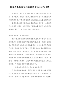 销售内勤年度工作总结范文2023【4篇】
