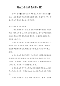 科室工作点评【实用4篇】