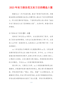 2023年实习报告范文实习目的精选5篇