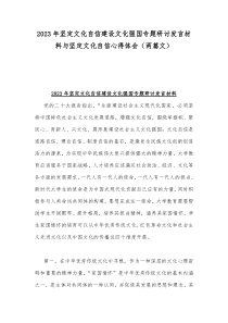 2023年坚定文化自信建设文化强国专题研讨发言材料与坚定文化自信心得体会（两篇文）