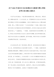 关于2023年坚定文化自信建设文化强国专题心得体会研讨发言稿2篇范文