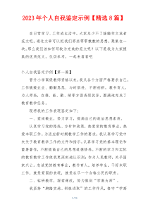 2023年个人自我鉴定示例【精选8篇】