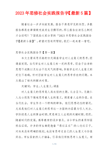 2023年思修社会实践报告字【最新5篇】