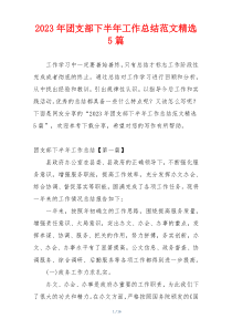 2023年团支部下半年工作总结范文精选5篇