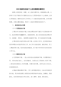 2023组织生活会个人发言提纲多篇范文