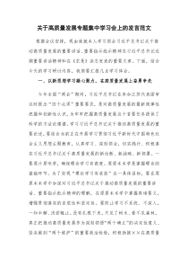 关于高质量发展专题集中学习会上的发言范文