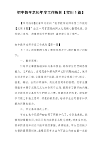 初中数学老师年度工作规划【实用5篇】