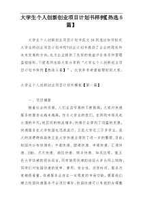 大学生个人创新创业项目计划书样例【热选5篇】