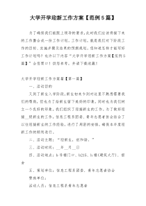 大学开学迎新工作方案【范例5篇】