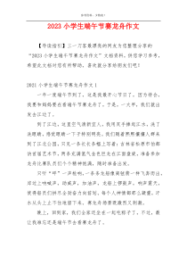 2023小学生端午节赛龙舟作文