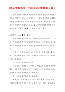2023年数据员工作总结范文【最新5篇】