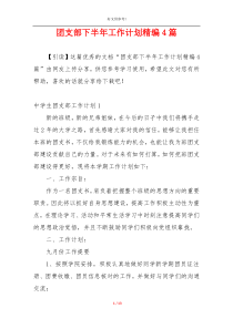 团支部下半年工作计划精编4篇