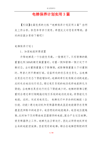 电梯保养计划实用3篇