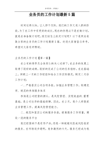 业务员的工作计划最新5篇