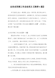 业务试用期工作总结范文【推荐4篇】