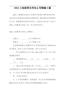 2023土地租赁合同怎么写精编5篇