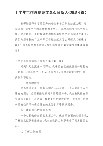 上半年工作总结范文怎么写新人（精选4篇）