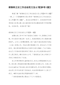 销售转正后工作总结范文怎么写【参考5篇】