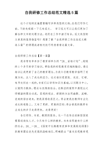 自我研修工作总结范文精选5篇