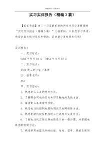 实习实训报告（精编3篇）