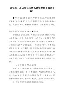 领导班子及成员征求意见建议集聚【通用5篇】