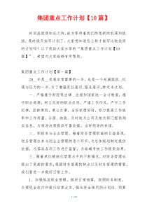 集团重点工作计划【10篇】