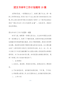 团支书来年工作计划通用10篇