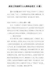 政法工作条例个人心得体会范文（5篇）