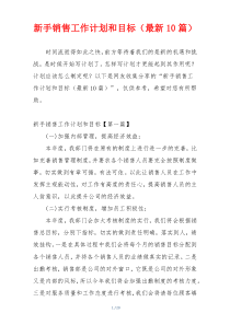 新手销售工作计划和目标（最新10篇）