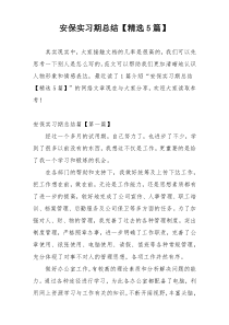 安保实习期总结【精选5篇】