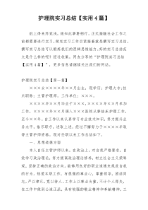 护理院实习总结【实用4篇】