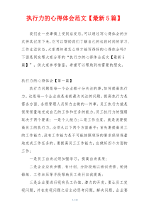 执行力的心得体会范文【最新5篇】