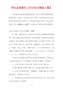 学生会迎新生工作计划【精选4篇】