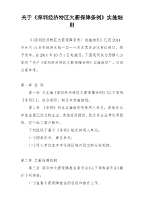 关于《深圳经济特区欠薪保障条例》实施细则