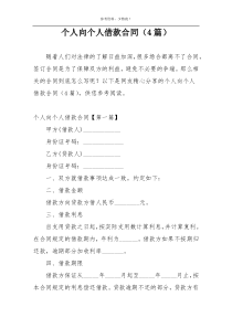 个人向个人借款合同（4篇）