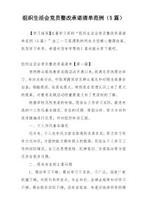 组织生活会党员整改承诺清单范例（5篇）