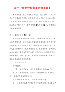 双十一营销计划书【范例4篇】